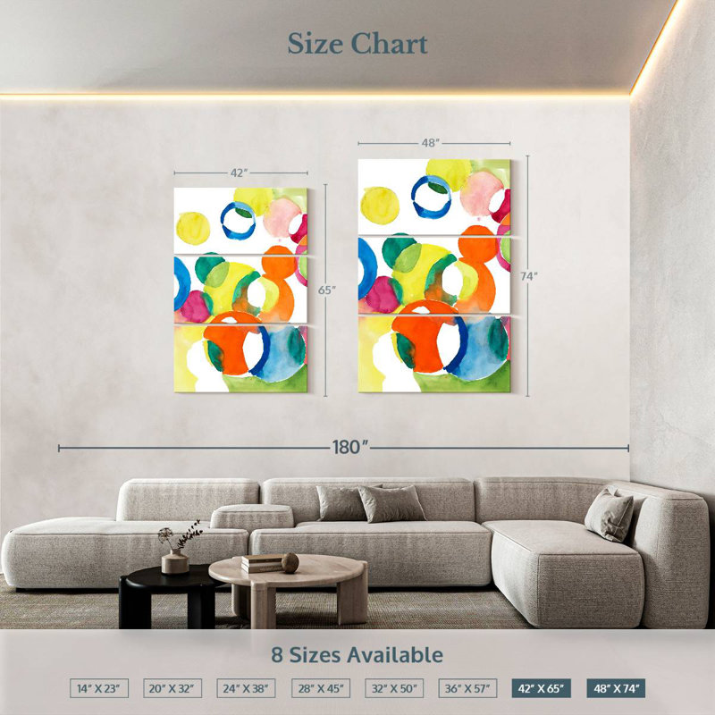 Cercles colorés, H 74 po x l 48 po