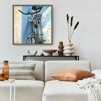 Abandonné, bicyclette, toile bleue | Décoration murale de salon