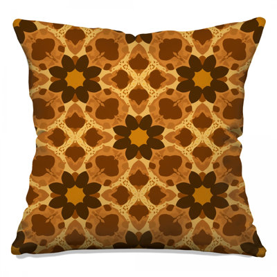 Brown Kaleidoscope Motif Double Sided Throw Pillows