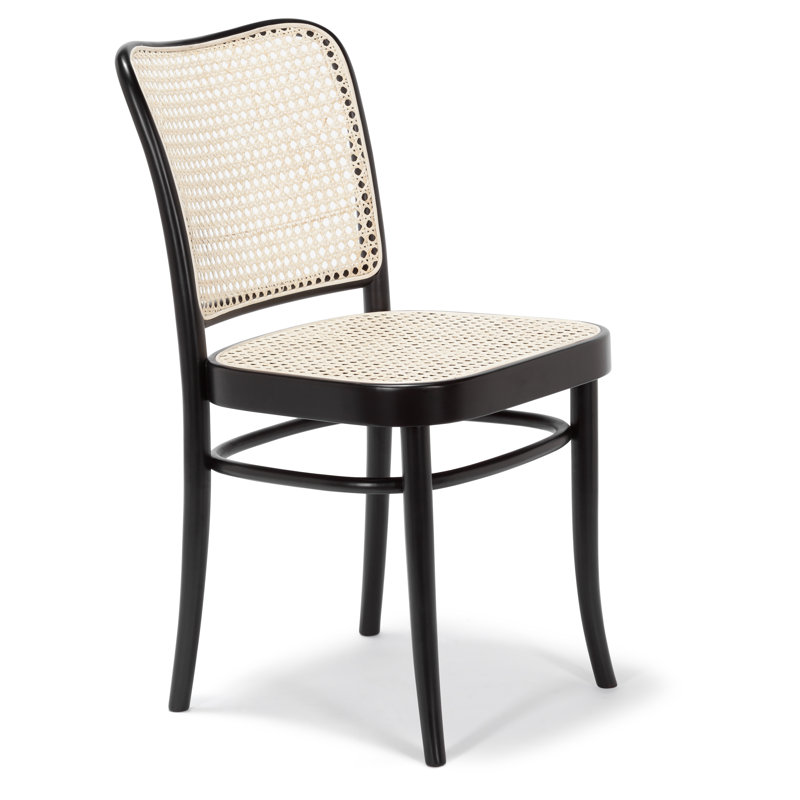 Chaise d’appoint en bois massif Delozier, Noir
