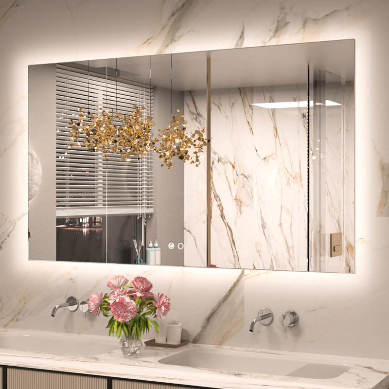 Adorna Dimmable Backlit LED Vanity Mirror with Anti-Fog, 28" x 48"