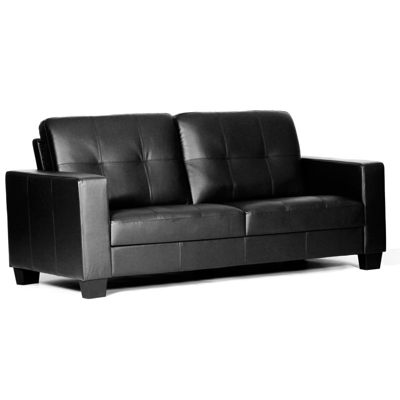Holly Faux Leather Loveseat, Black, 3
