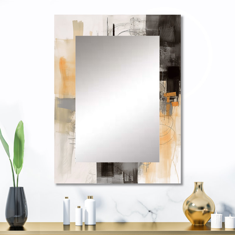 Abstract Design Shapes II - Abstract Collages Decorative Mirror, Modern Wall Mirror, Printed Metal Art, 32" x 24"