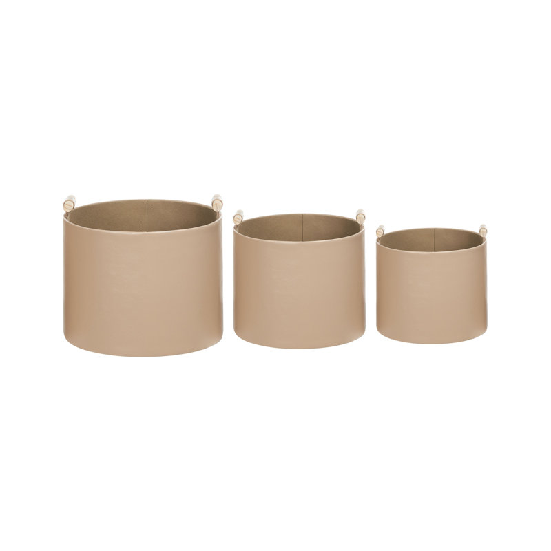 Brayden Studio ARAM Faux Leather Decorative Basket, Beige