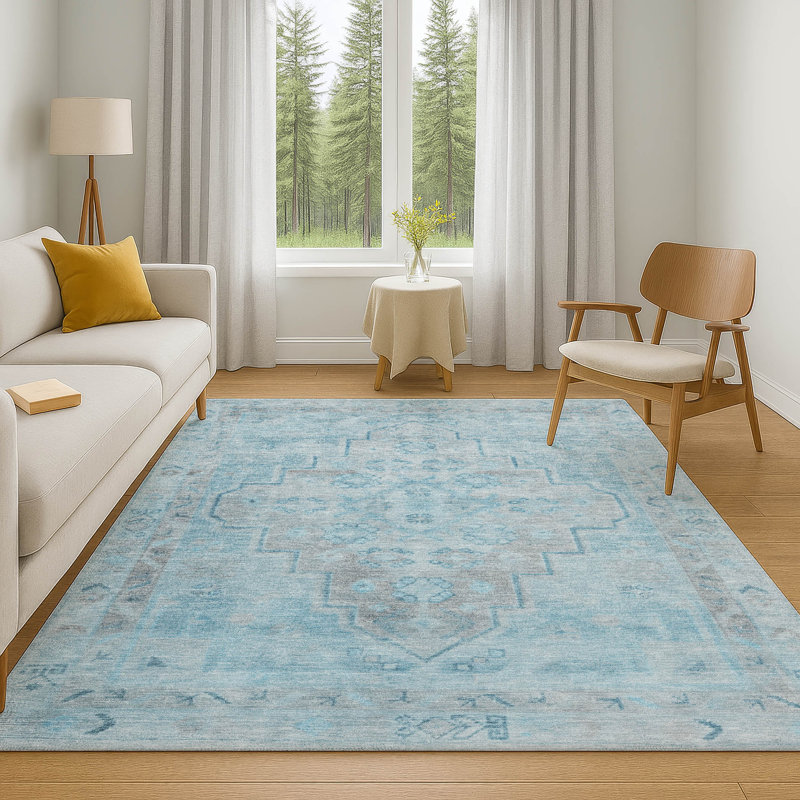 Premium Machine Washable Mayfield Border Rug, Rectangle 10' x 14'