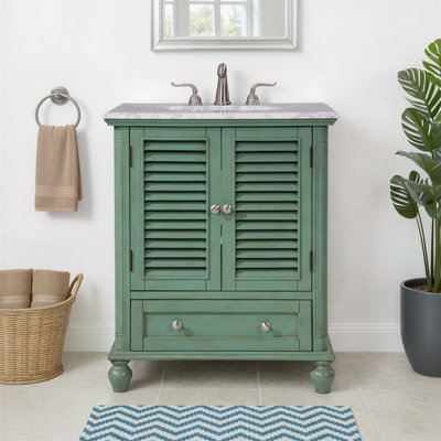 Hansford 30 " W Freestanding Standard Free Standing 1 Single Vanity Bathroom Vanity With Marble Top
