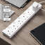 GEEPAS 6 Gang Extension Lead | 6-Way Plug Extension Cable | 6 Socket Desk Power Strip with Individual Switches for Home Office | Heavy Duty UK Plug | White-113493507