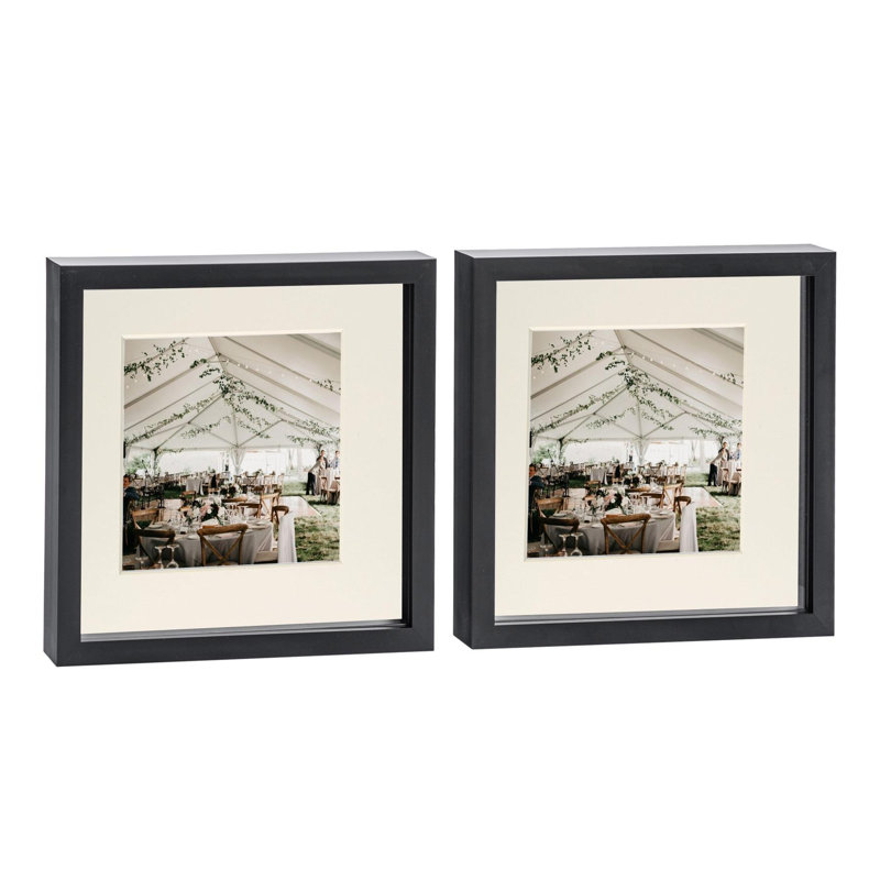 Nicola Spring - 3D Box Photo Frames, 27.5cm H x 27.5cm W x 3.5cm D, Black/Ivory