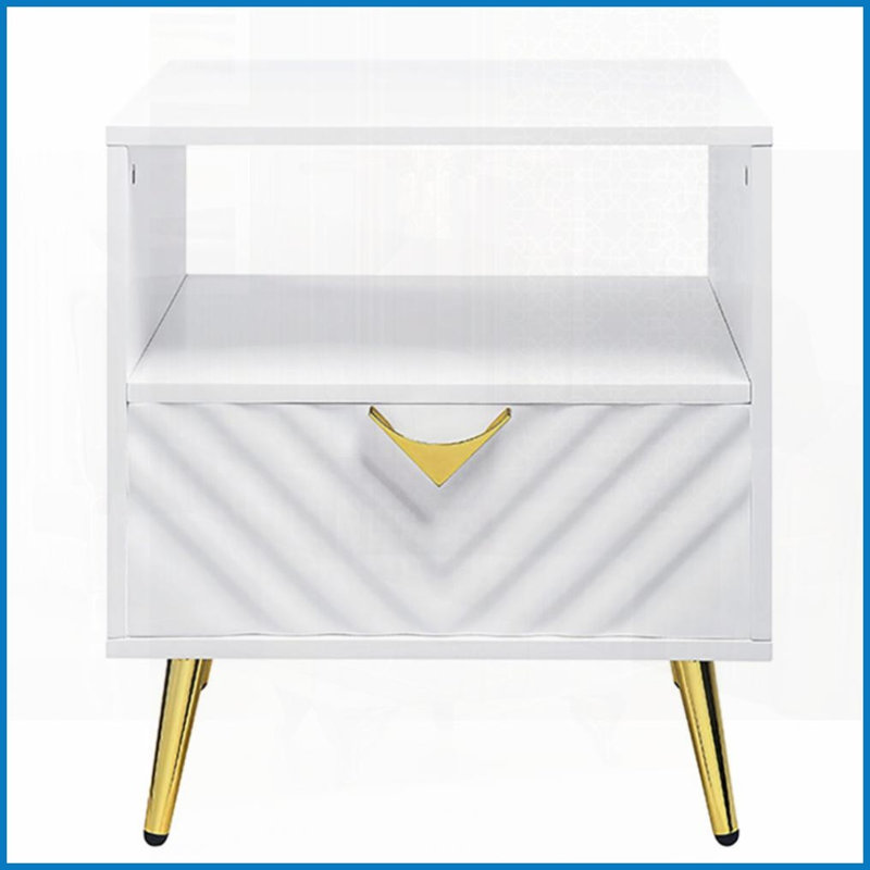 Table basse blanche brillante avec tiroir & amp; Tablette ouverte - rangement polyvalent, fonctionnement en douceur des tiroirs, style moderne