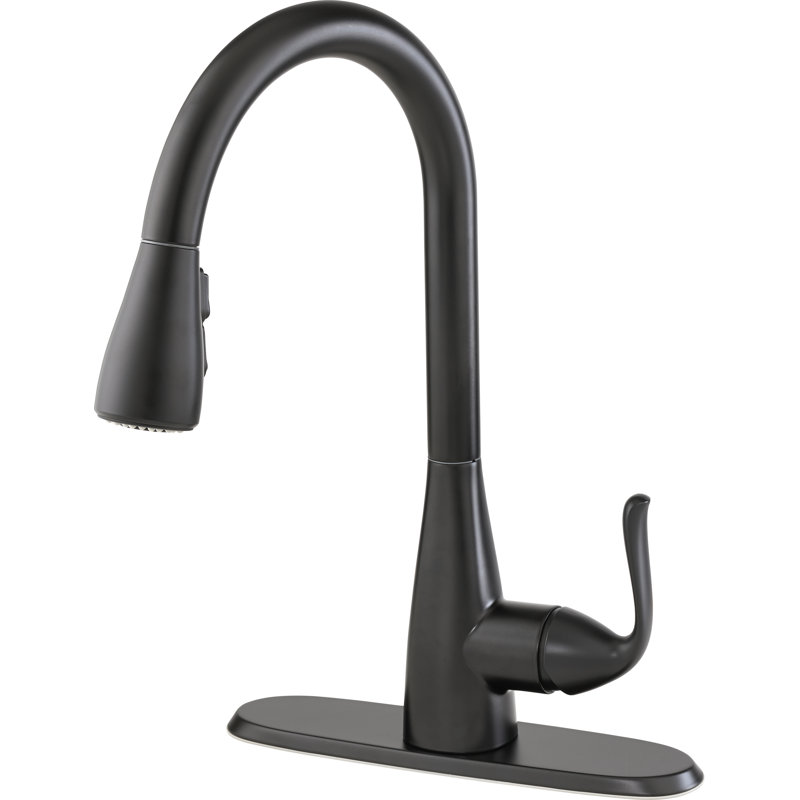 Robinet de cuisine à poignée simple Grenville, Noir mat