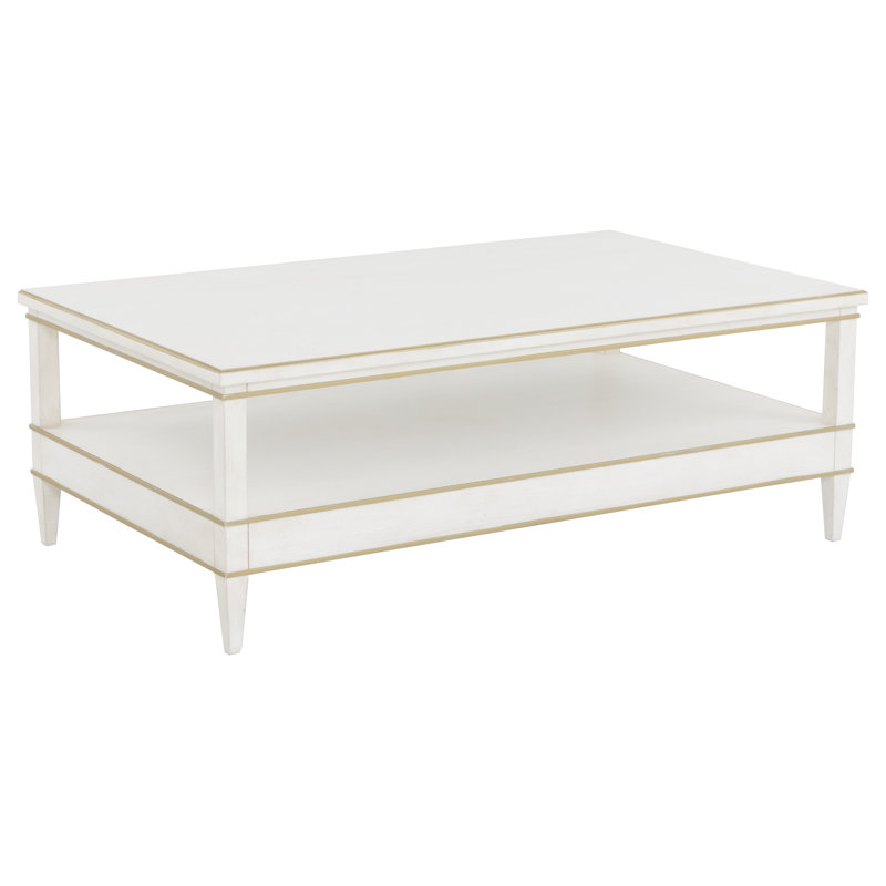Camille Rectangular Single Coffee Table, White/Antique Gold