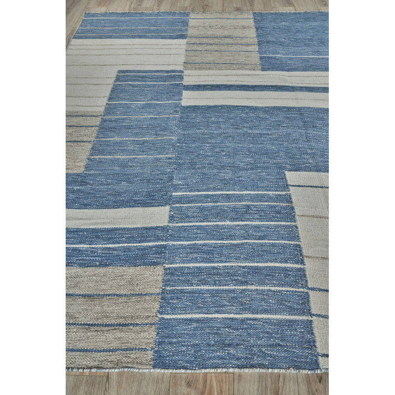 Scandinavian Handmade Geometric Area Rug, Rectangle 4'3" x 6'