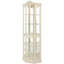 Armoire lumineuse spacieuse avec tablettes triangulaires, motif floral arqué et décoration pour couronne de rangement en verre, 4 lumières chaudes et douces-1217378667