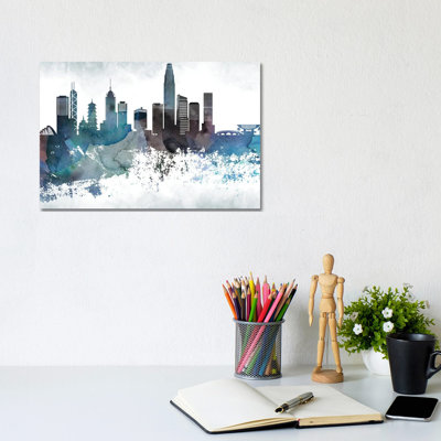 Hong Kong Bluish Skyline by WallDecorAddict - Wrapped Canvas Print