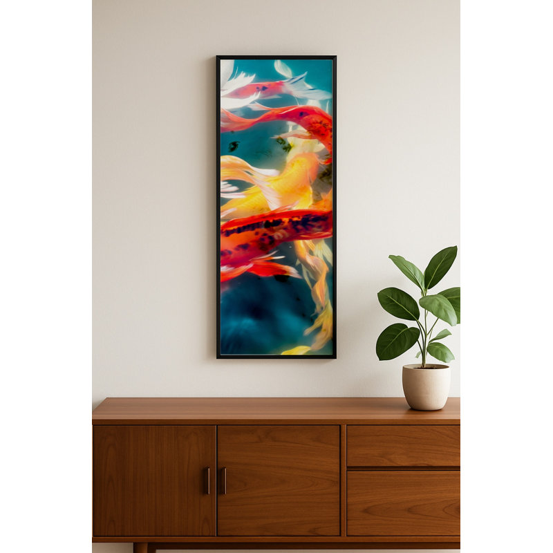 Bourbeau Koi Pond, art mural encadré, H 32,5 po x l 12,5 po, Blanc