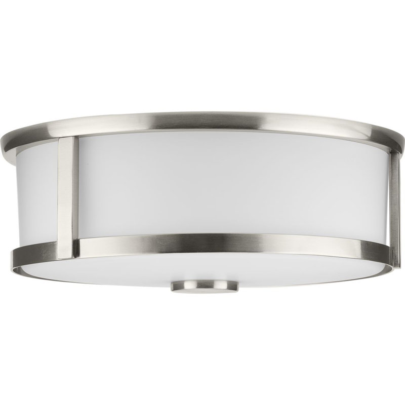 Plafonnier encastré en verre Assa, Nickel brossé, Verre opale brossé