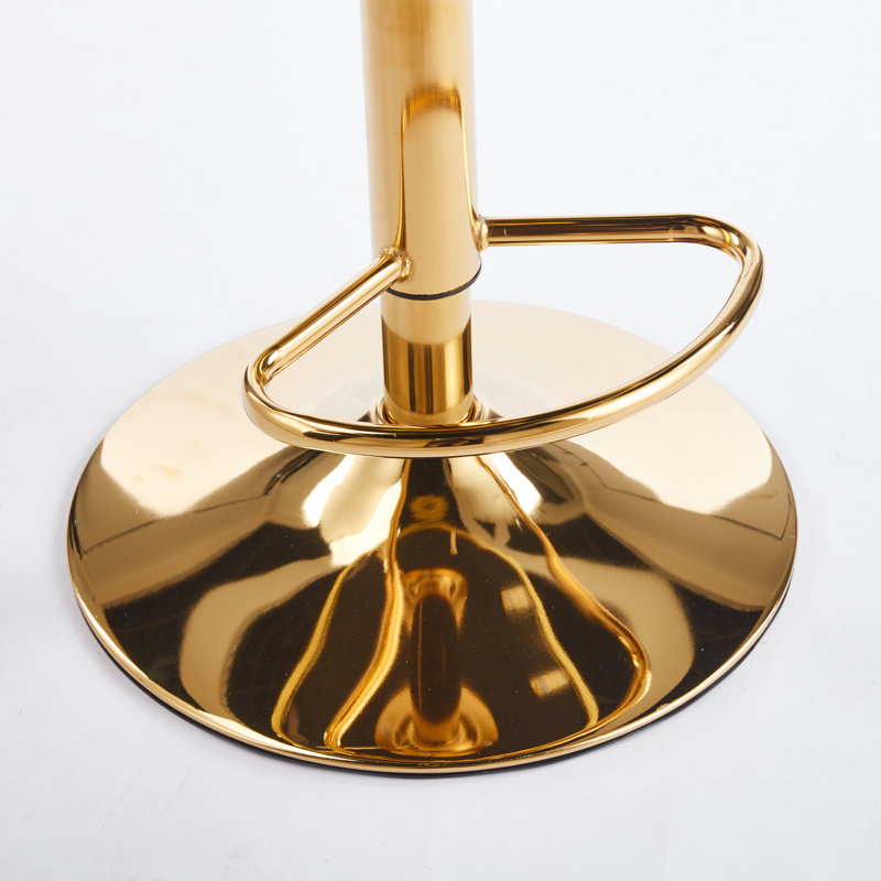 Tabouret de bar bleu de 2 avec des pieds en acier inoxydable de couleur dorée, confortable pour la maison et le café (deux pièces)