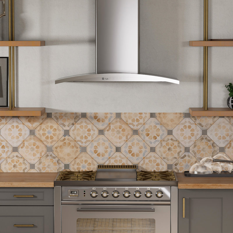 Laverton Octagon Deco Multicolor W/Taco 7-7/8 In. X 7-7/8 In. Porcelain Floor And Wall Tile