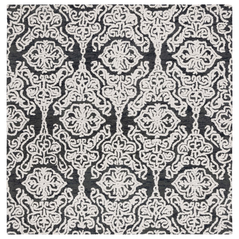 Tapis damassé en laine Anjalena, Carré 6 pi
