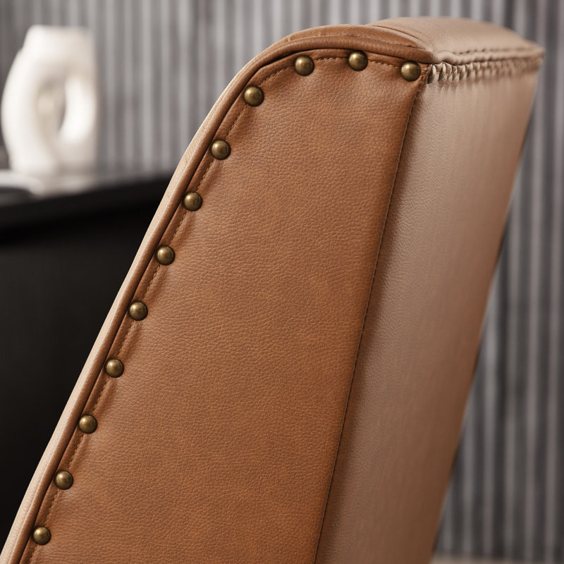 Chaise de bureau pivotante en chenille Mellins, Chameau galet