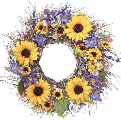 Handmade Mixed Greenery Twig and Real Floral Wreath