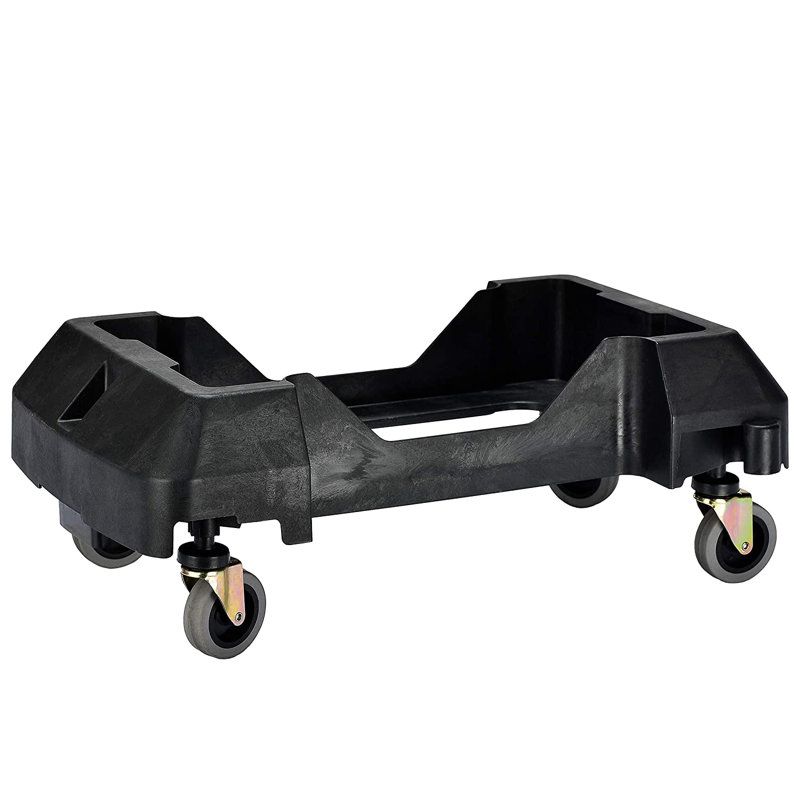Black 23-Gallon Plastic Commercial Trash Can with Dolly
