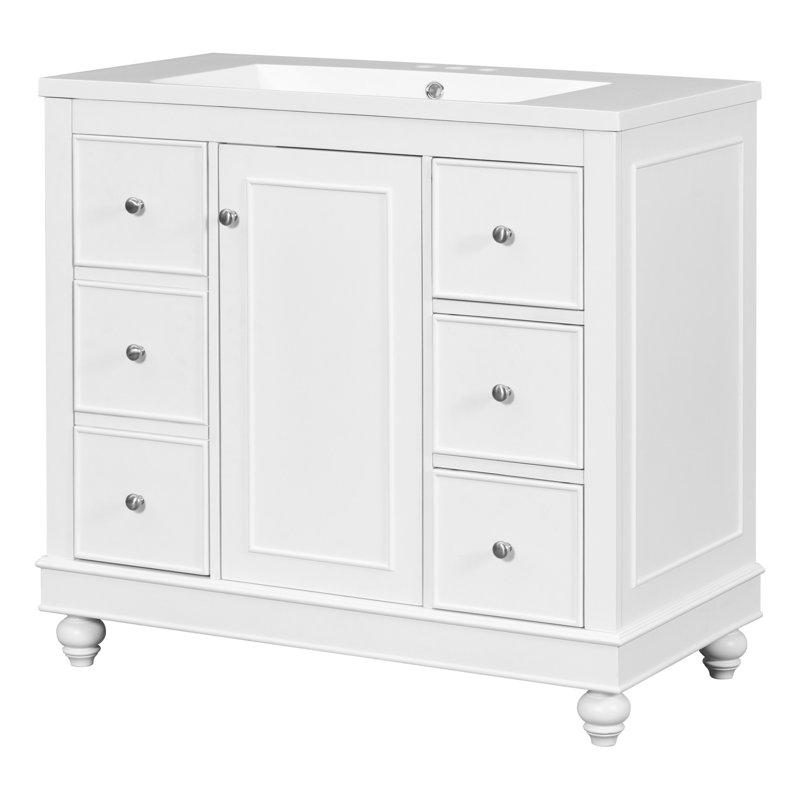 Meuble-lavabo contemporain avec rangement spacieux et design moderne, Blanc