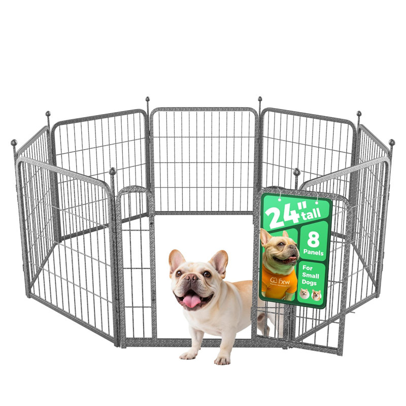 Parc pour chien FXW Aster conçu pour la cour, 24 pouces, 8 panneaux, H 24 po x l 45,6 po x P 45,6 po