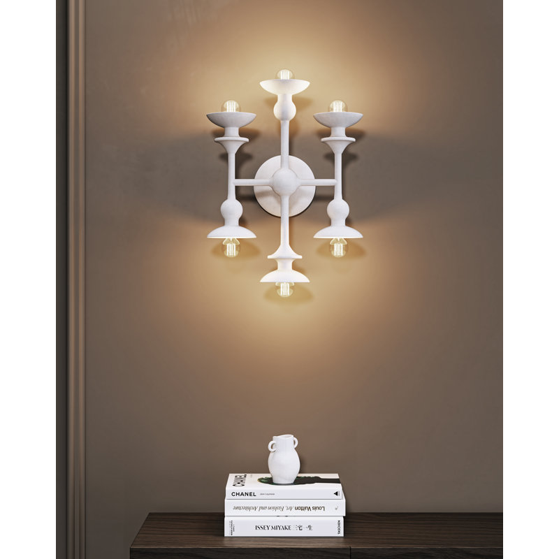 Cadence White Sculptural 6-Light Vanity Fixture