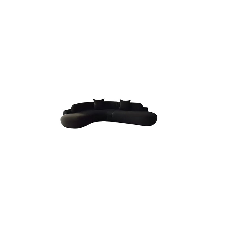 Canapé de coin courbé, H 27,56 po x l 66,93 po x P 66,93 po, 2, Noir, noir, noir, noir