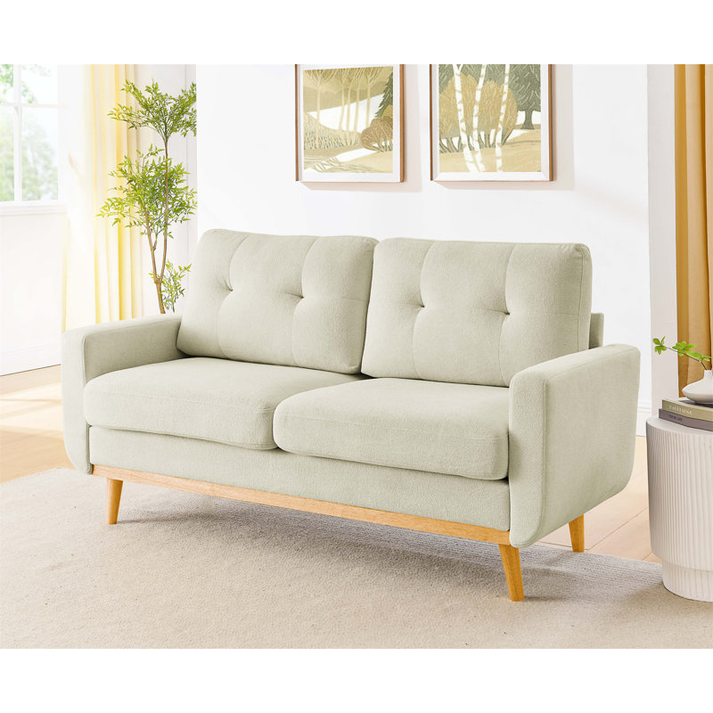 Canapé capitonné 67,7 po de largeur Mid-Century avec pieds en bois
