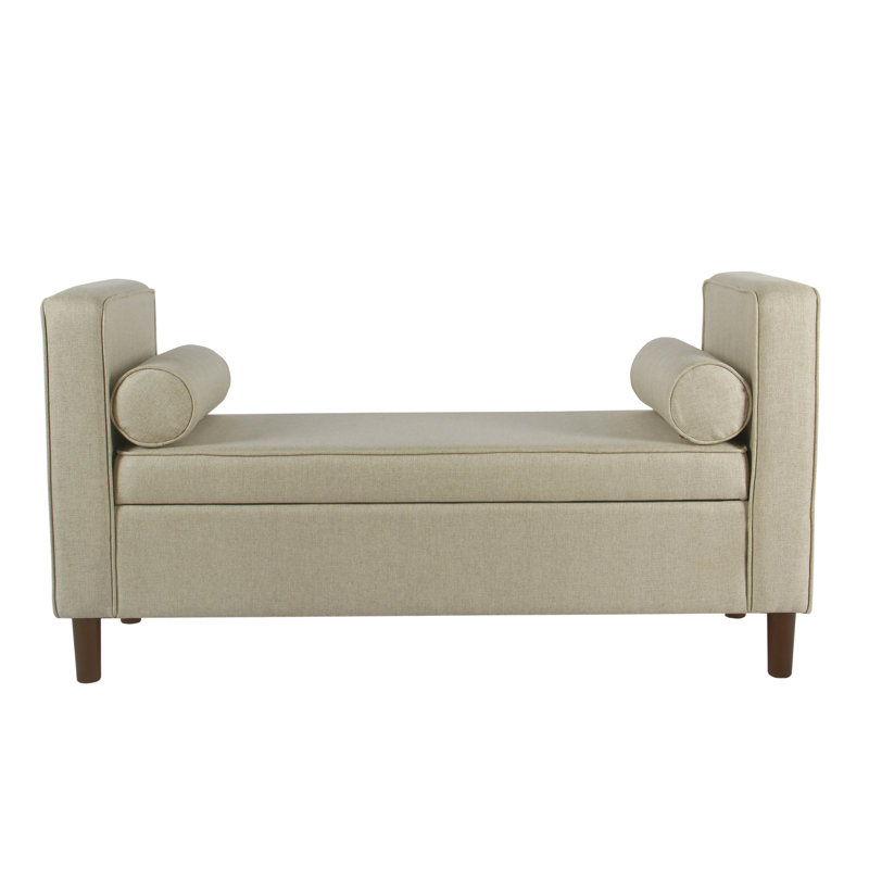 Bevard Polyester Upholstered Storage Bench, Cream