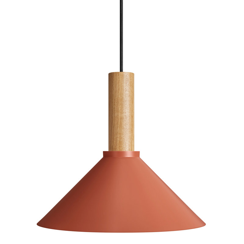 Luminaire suspendu Emblem, Tomate, H 12 po x l 14 po x P 14 po, Chêne blanc