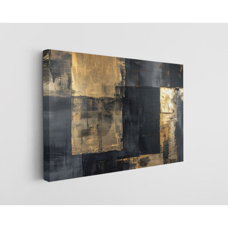Reproduction de peinture abstraite, coups de pinceau dorés et noirs abstraits, décoration murale moderne pour la maison et le bureau, reproduction de peinture