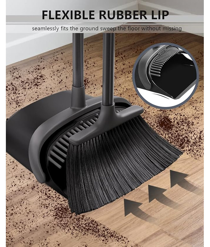 Ensemble de balais et de pelle à manche long 52 po 52 po - Nettoyage de plancher pour la maison et le bureau