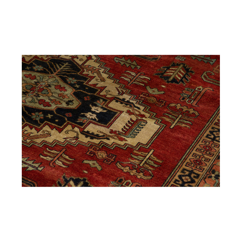 Tapis rouge et bleu noué à la main de haute qualité