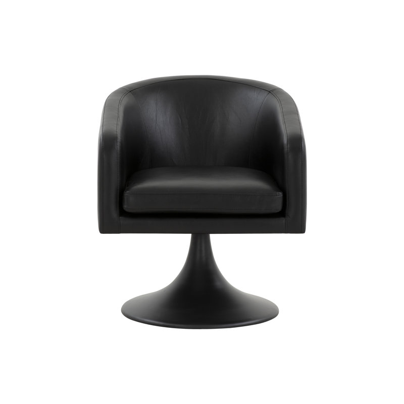 Fauteuil demi-tonneau de 27,6 po Joscelyne, Similicuir noir