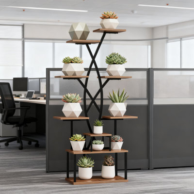 9-Tier Indoor Plant Stand With Grow Lights - 66-Inch Tall Metal Plant Shelf With Timer & Adjustable Brightness, Curved Corner Design For Multiple Plan