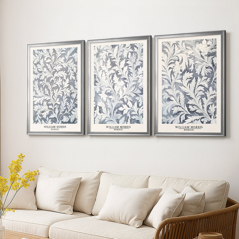 Série WORMIS DCCXCIX - Toile tendue sur mesure avec châssis - 3 pièces, Argent argent, H 15 po x l 19 po