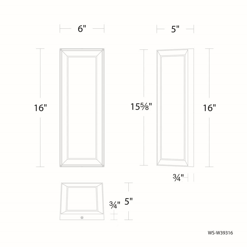 Applique murale en aluminium Argo, H 16 po x l 6 po x P 5 po, 30 W