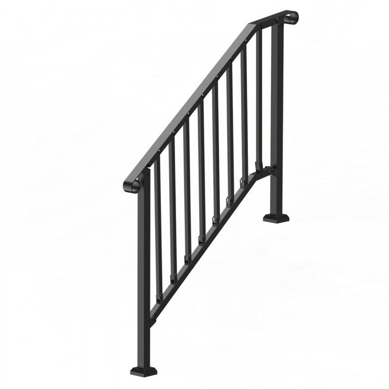 Balustrades à 3 ou 4 marches pour l'extérieur, Noir, noir, noir, noir, H 39 po x l 48,8 po x P 3,3 po