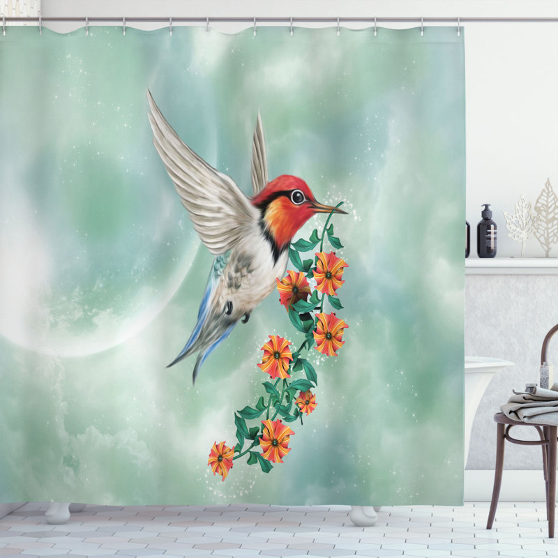 Ensemble de rideau de douche et crochets Hummingbird, H 70 po x l 69 po