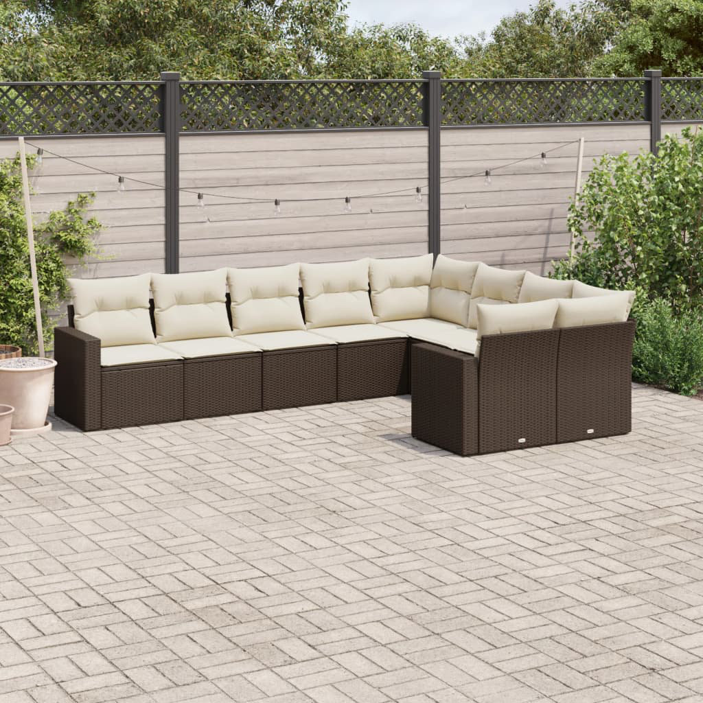 Vidaxl 9-Tlg. Garten-Sofagarnitur Mit Kissen Schwarz Poly Rattan