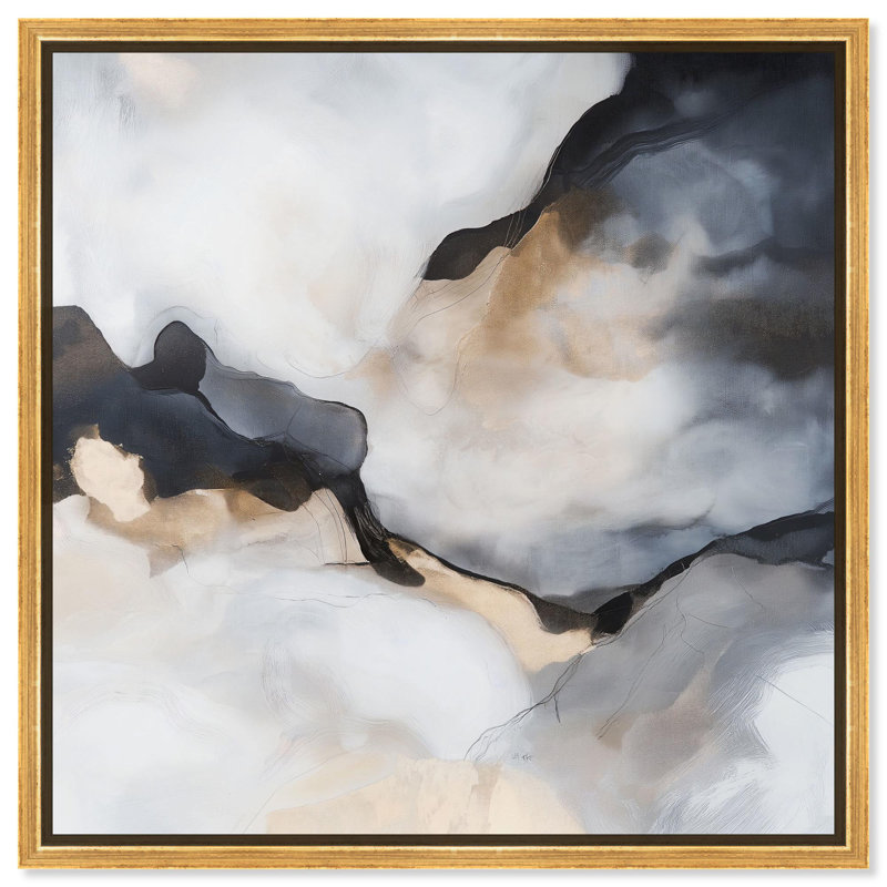 «Blanure II Canvas Neutral Abstracts» par Art Remedy, H 31 po x l 31 po x P 1,8 po, Cadre flottant doré