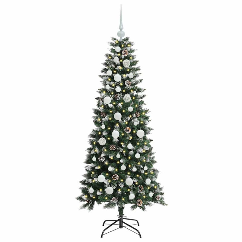 Artificial Christmas Tree with 150 LEDs Green, 4.92' H, White