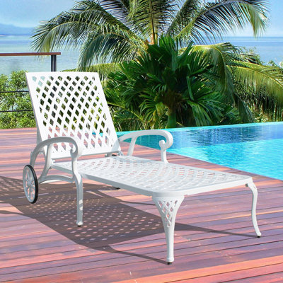 Chaise longue en fonte, chaise longue de patio, chaise longue de piscine