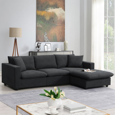 [VIDEO]101*66" Modern Sectional Sofa With Throw Pillows