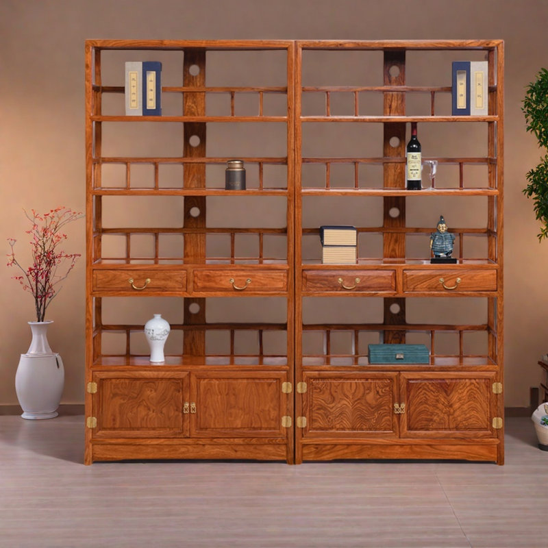 Chinese style solid wood simple bookcase