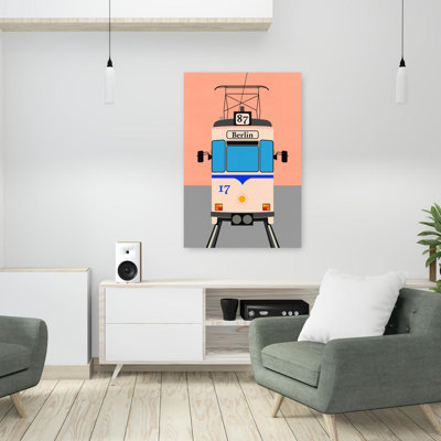 Berlin Tram Colorful Abstract Contemporary Architecture City Wall Art Print 1 Piece Wrapped Canvas Wall Art