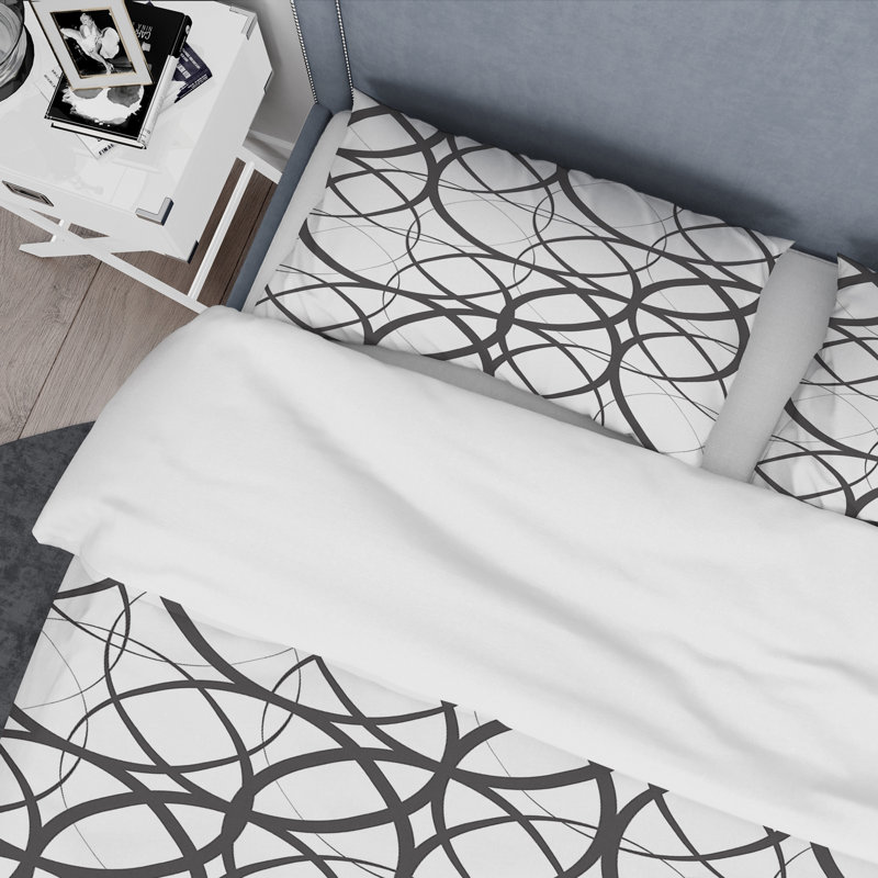 Ensemble de housse de couette monochrome Mid-Century, Housse de couette très grand + 2 taies décoratives